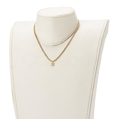 Brass Micro Pave Clear Cubic Zirconia Initial Pendant Necklaces NJEW-JN03506-1