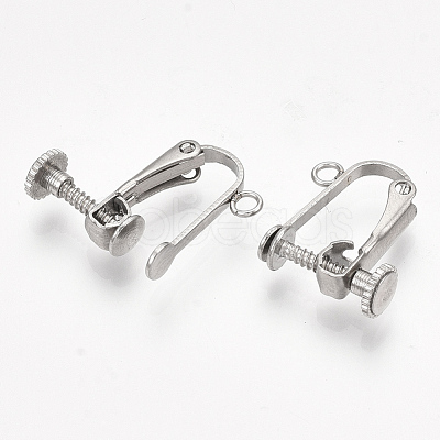 Tarnish Resistant 304 Stainless Steel Screw Clip Earring Converter X-STAS-S079-82-1