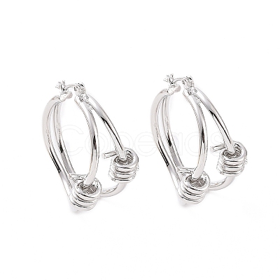 Brass Thorns Beaded Hoop Earrings for Women EJEW-F303-09P-1