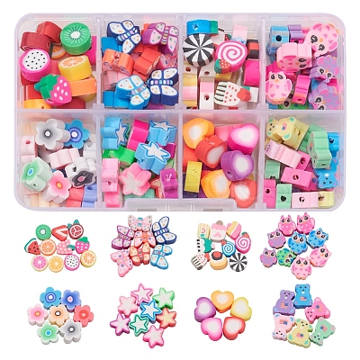 160Pcs 8 Style Handmade Polymer Clay Beads CLAY-YW0001-44-1