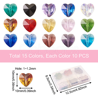 Craftdady 150Pcs 15 Colors Transparent Glass Beads GLAA-CD0001-09-1