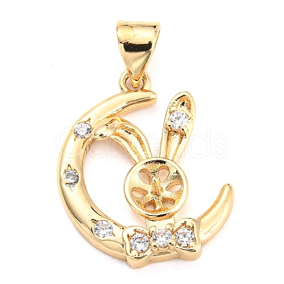 Brass Micro Cubic Zirconia Peg Bail Charms KK-Q794-04C-G-1