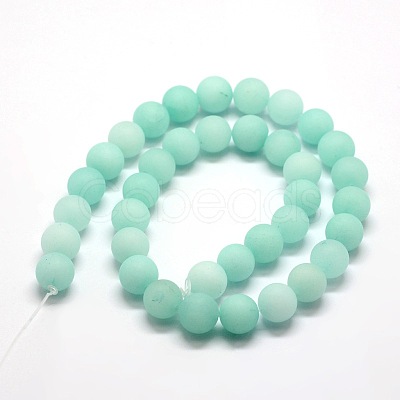 Frosted Natural Malaysia Jade Round Beads Strands G-E310-8mm-03-1