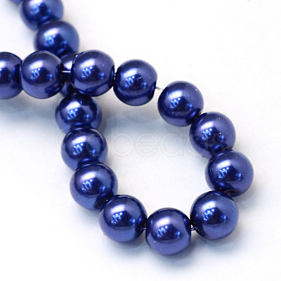 Baking Painted Pearlized Glass Pearl Round Bead Strands X-HY-Q003-4mm-19-1