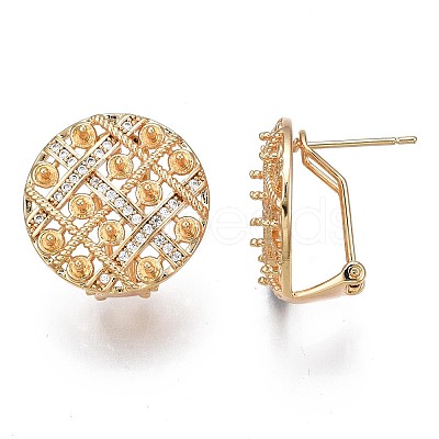 Brass Micro Pave Clear Cubic Zirconia Stud Earring Findings KK-N232-209-1