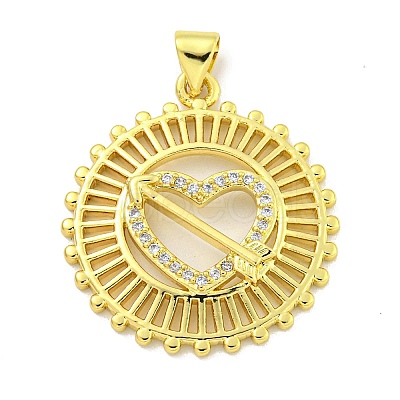 Rack Plating Brass Micro Pave Clear Cubic Zirconia Pendant KK-B091-34G-1