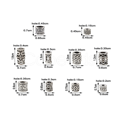 Kissitty Tube Hollow Tibetan Style Alloy Beads TIBEB-KS0001-04AS-1