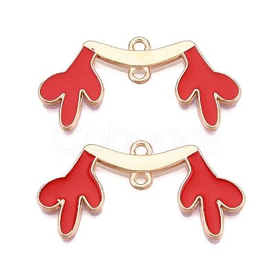 Christmas Theme Alloy Red Enamel Deer Horn Connector Charms PALLOY-T020-27KCG-1