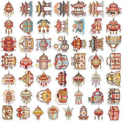 50Pcs Antique Theme PVC Waterproof Self-Adhesive Stickers PW-WG22100-01-1