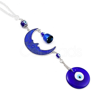 Evil Eye Alloy Lampwork Pendant Decorations HJEW-M005-02B-AS-1