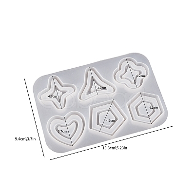 Crystal Drop Glue Diy Pentagram & Flower & Heart & Triangle & Hexagon Connected Flow Sand Pendant Hanging Decoration Silicone Mold PW-WG89A9A-02-1