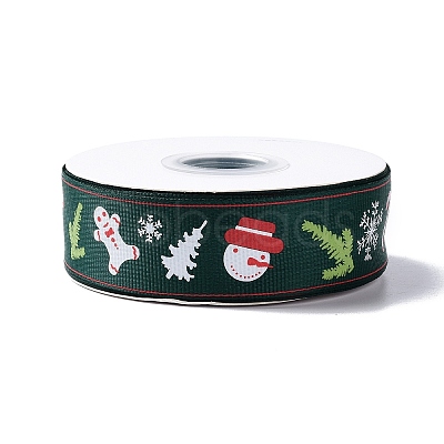 25 Yards Christmas Theme Printed Polyester Grosgrain Ribbon OCOR-C004-02F-1