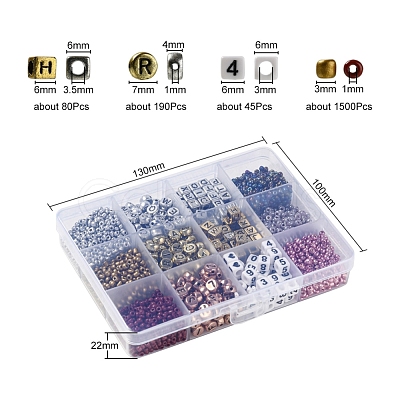 Metallic Colour Letter Beads Kit for DIY Jewelry Making Findings Kit DIY-YW0004-85-1