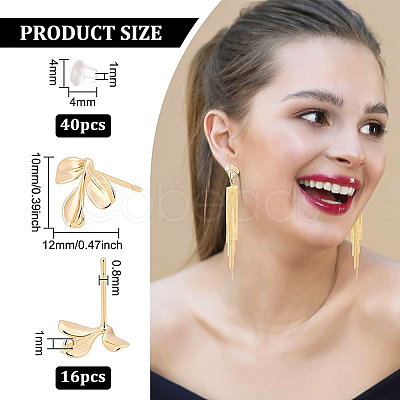 BENECREAT 16Pcs Brass Stud Earring Findings KK-BC0008-38-1