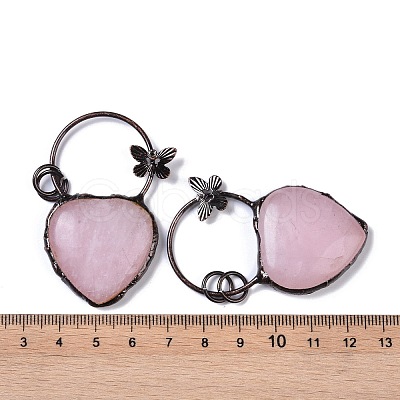 Natural Rose Quartz Heart Big Pendants G-B073-03R-02-1