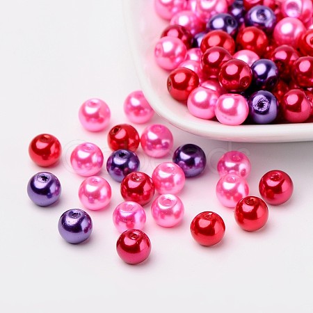 Valentine's Mix Glass Pearl Beads Sets HY-X006-8mm-10-1