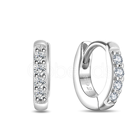 SHEGRACE Rhodium Plated 925 Sterling Silver Huggie Hoop Earrings JE893A-01-1