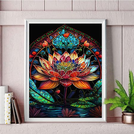 Lotus Flower DIY Natural Scenery Pattern 5D Diamond Painting Kits PW-WG92504-04-1