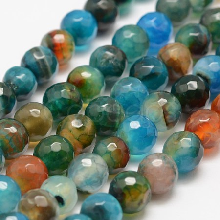 Faceted Natural Agate Beads Strands G-F447-8mm-C10-1