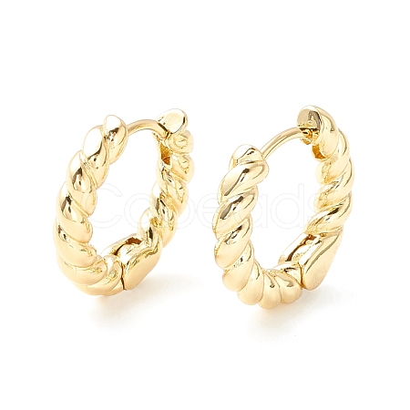 Brass Twisted Rope Chunky Hinged Huggie Hoop Earrings for Women X-EJEW-P196-25G-1