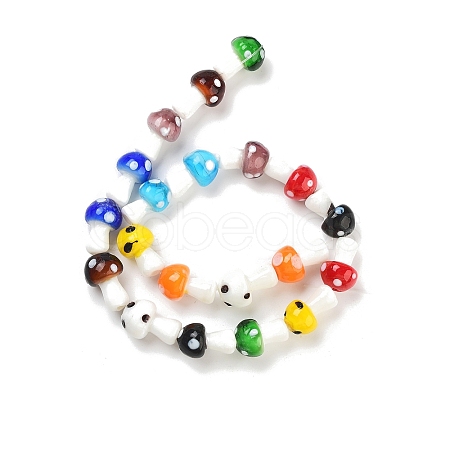 Mushroom Handmade Lampwork Beads Strands X-LAMP-R116-03-1