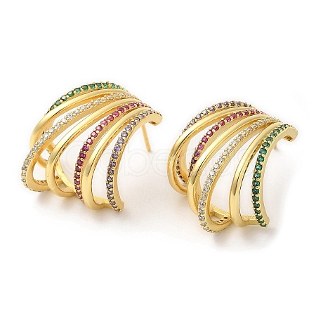 Colorful Rhinestone Claw Stud Earrings EJEW-D059-05G-1