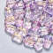 Transparent Spray Painted Glass Beads, with Glitter Powder, Pakchoi, Plum, 11x7.5x5.5mm, Hole: 1mm