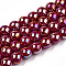 Electroplate Opaque Glass Beads Strands, AB Color Plated, Round, Dark Red, 8~8.5mm, Hole: 1.5mm, about 51~53pcs/strand, 14.96 inch~15.55 inch(38~39.7cm)