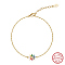 925 Sterling Silver Micro Pave Colorful Cubic Zirconia Rope Chain Bracelets, Summer Flower Link Bracelets for Women, Real 14K Gold Plated, 6-5/8 inch(16.7cm)