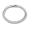 304 Stainlessa Steel Pave Clear Cubic Zirconia Rectangle Link Chain Bracelets for Women, Tennis Bracelets, Stainless Steel Color, 7-1/8 inch(18.1cm)