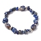 Natural Sodalite Cuboid & Lapis Lazuli Chip Beaded Stretch Bracelets for Women, Inner Diameter: 2-1/8 inch(5.3cm)