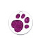 Enamel Pendants, with Platinum Plated Alloy Findings and Glitter Powder, Flat Round with Dog Paw Prints, Magenta, 25x1.7mm, Hole: 2.6mm