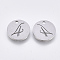 Non-Tarnish 201 Stainless Steel Charms, Flat Round with Number, Num.4, 12mm