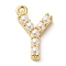 Plastic Imitation Pearl Pendants, with Brass Findings, Golden, Letter Y, 7~14x13.5~15x3mm, Hole: 1.3~1.4mm