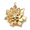 Ion Plating(IP) 304 Stainless Steel Rhinestone Pendants, Flower, Real 18K Gold Plated, Crystal, 26x23x4.5mm, Hole: 1.5mm