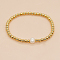 Natural Pearl Beaded Stretch Bracelets for Women, Gold & White