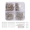 DIY Earring Making Finding Kit, Including Iron Earring Hooks & Ear Wire, Iron Flat Head & Eye Pins, Jump Rings, Plastic Ear Nuts, Platinum,  Earring Hooks: 18x0.8mm, Hole: 2mm, 40pcs/set