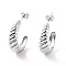 Non-Tarnish 304 Stainless Steel Croissant Stud Earrings for Women, Stainless Steel Color, 27.5x22x7.5mm, Pin: 0.7mm