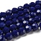 Opaque Glass Beads Stands, Faceted(32 Facets), Round, Marine Blue, 8mm, Hole: 1mm, about 65~67pcs/strand, 49~50cm