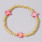 Summer Vacation Style Brass and Cross Shell Bead Bracelet for Women, Red, Golden, 6-7/8 inch(17.5cm)