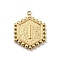 201 Stainless Steel Pendants, Golden, Hexagon with Letter Charm, Letter I, 21x16.5x2mm, Hole: 1.5mm