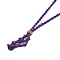 Braided Waxed Cord Empty Macrame Pouch Slider Necklace Making, with Wood Beads, Purple, 34.65x0.28x0.12 inch(88x0.7x0.3cm)