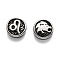 304 Stainless Steel Beads, Flat Round with Twelve Constellations, Antique Silver, Leo, 10x4mm, Hole: 1.8mm