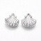 Non-Tarnish 201 Stainless Steel Pendants, Shell Charms, Stainless Steel Color, 14.5x13.5x3mm, Hole: 1.2mm