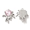 Alloy Pendant, with Glass, Platinum, Lead Free & Cadmium Free, Melting Heart Charm, Misty Rose, 24x20.5x6mm, Hole: 1.6mm