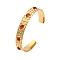 Rack Plating Brass Cuff Bracelets for Women, with Glass, Long-Lasting Plated, Cadmium Free & Lead Free, Real 18K Gold Plated, Red, 3/8 inch(0.9cm)