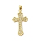 Brass Micro Micro Pave Clear Cubic Zirconia Pendants, Cross, Real 18K Gold Plated, 34x19x2mm, Hole: 4x3.5mm