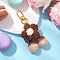 Handmade Crochet Cotton Cherry Flower Hanging Ornaments, with Alloy Swivel Clasps, Coconut Brown, 95~118mm