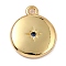 Brass Micro Pave Cubic Zirconia Charms, Long-Lasting Plated, Real 18K Gold Plated, Flat Round with Star, Royal Blue, 12x10x2mm, Hole: 1.2mm