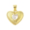 Rack Plating Brass Micro Pave Cubic Zirconia Pendants, Cadmium Free & Lead Free, Long-Lasting Plated, Heart, Real 18K Gold Plated, White, 18x16x6mm, Hole: 4x3mm